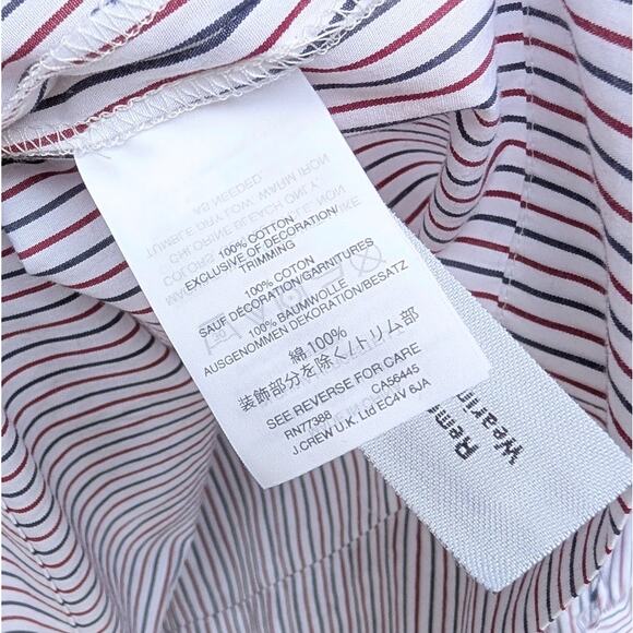 J. Crew Red/Blue Striped Embroidered Sleeves Tie Front/Back Tunic Blouse, size M - Picture 8 of 9